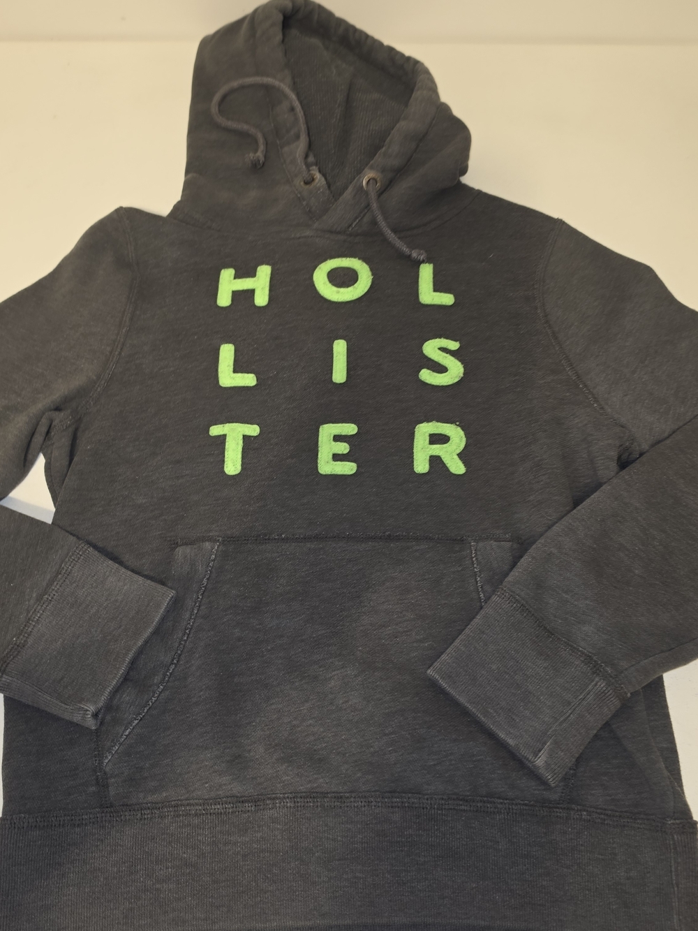 Hollister Dark Gray Hoodie with Lime Green Letters